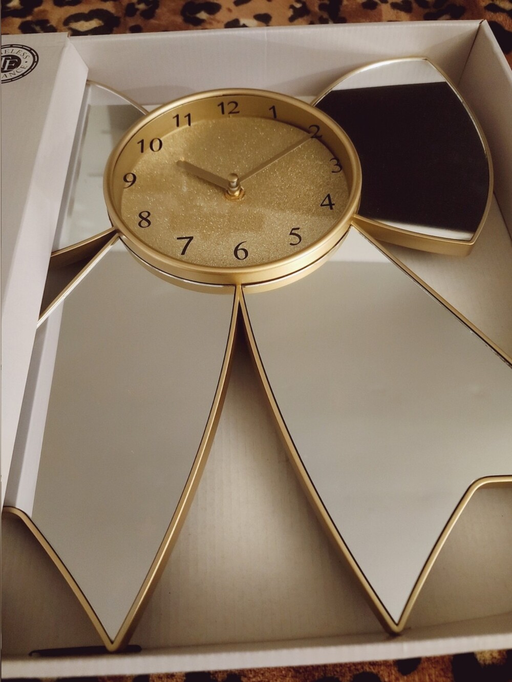 Gold Floral Mirror Wall Clock by